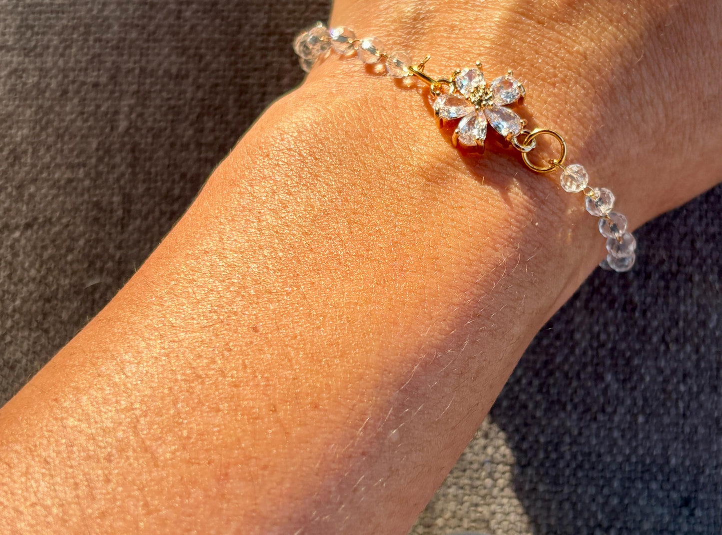 Crystal Flower Bracelet | Gold Adjustable Bracelets Consecrated Jewelry Co.