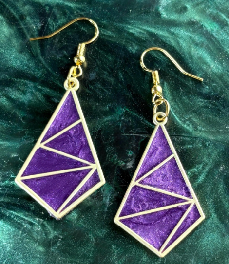 Purple Geometric Earrings Gold Frame | Minimalist Jewelry Earrings Consecrated Jewelry Co.