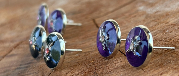 Cross Stud Earring | Star Stud Earring | Purple Stud Earring | Black Stud Earrings | Christian Cross Earring | Jesus Cross Gem Faith Studs Earrings Consecrated Jewelry Co.