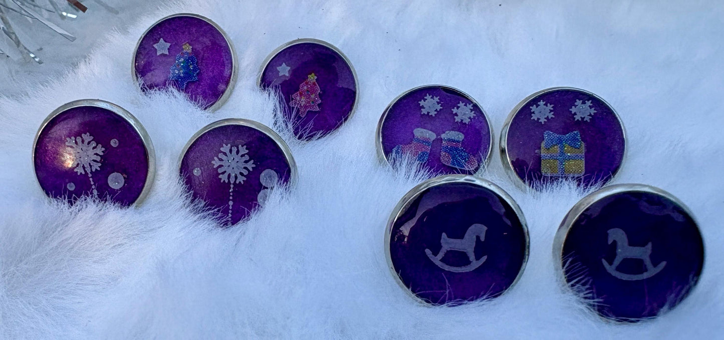 Mismatched Christmas Stud Earrings | Purple Festive Set of 4 Pairs Earrings Consecrated Jewelry Co.