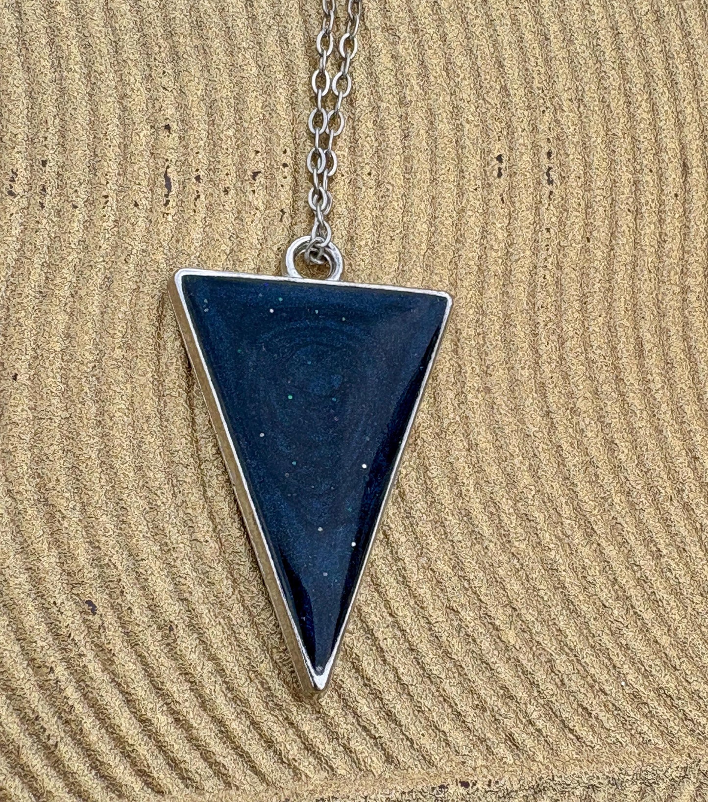Stardust Galaxy Necklace | Silver Triangle Resin Cosmic Pendant Necklaces Consecrated Jewelry Co.