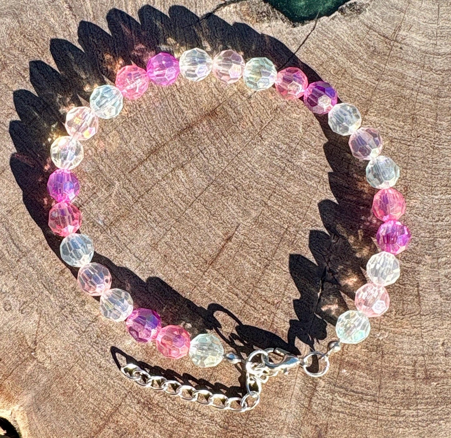 Baby Pink & Blue Beaded Crystal Bracelet | Colorful Adjustable Bracelets Consecrated Jewelry Co.