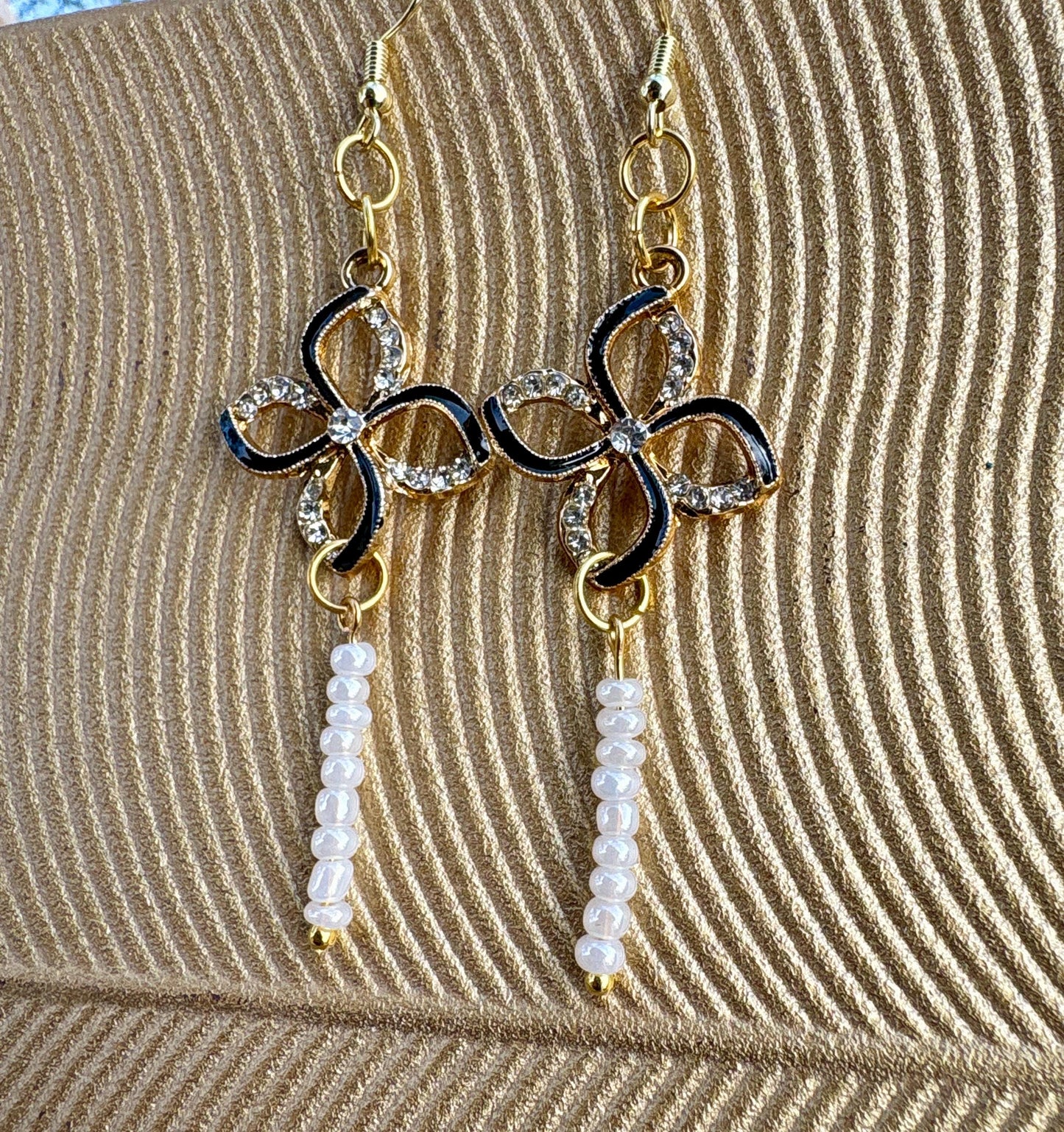 Black & Gold Crystal Earrings | Rhinestone Floral Teardrop Elegant Earrings Consecrated Jewelry Co.