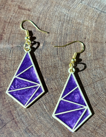 Purple Geometric Earrings Gold Frame | Minimalist Jewelry Earrings Consecrated Jewelry Co.