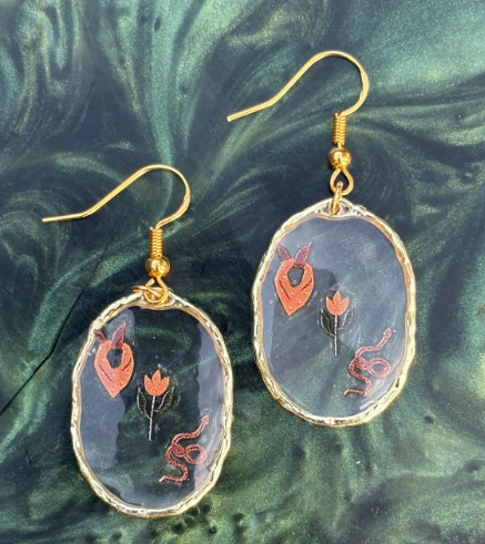 Cowgirl Gold Dangle Earrings: Snake, Bandana and Desert Flower - Western Jewelry Earrings Consecrated Jewelry Co.