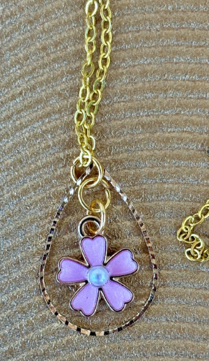 Gold Teardrop Necklace: Pink Flower Pearl Pendant jewelry Necklaces Consecrated Jewelry Co.