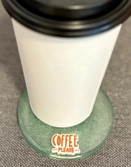 Handmade Coffee themed Resin Coasters: Sea Green and Cafe Latte Art, Set of 4 Coasters Consecrated Jewelry Co.