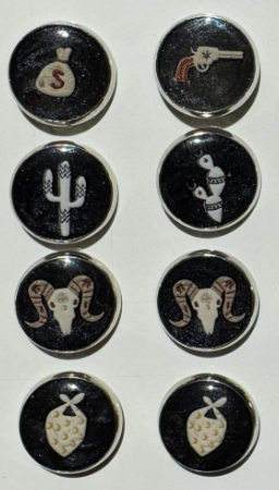 8 Pairs Western Studs Earring Set: Cowgirl, Cactus, Horseshoe, Money, Horseshoe, Gun, Bandana Hypoallergenic Earrings Consecrated Jewelry Co.