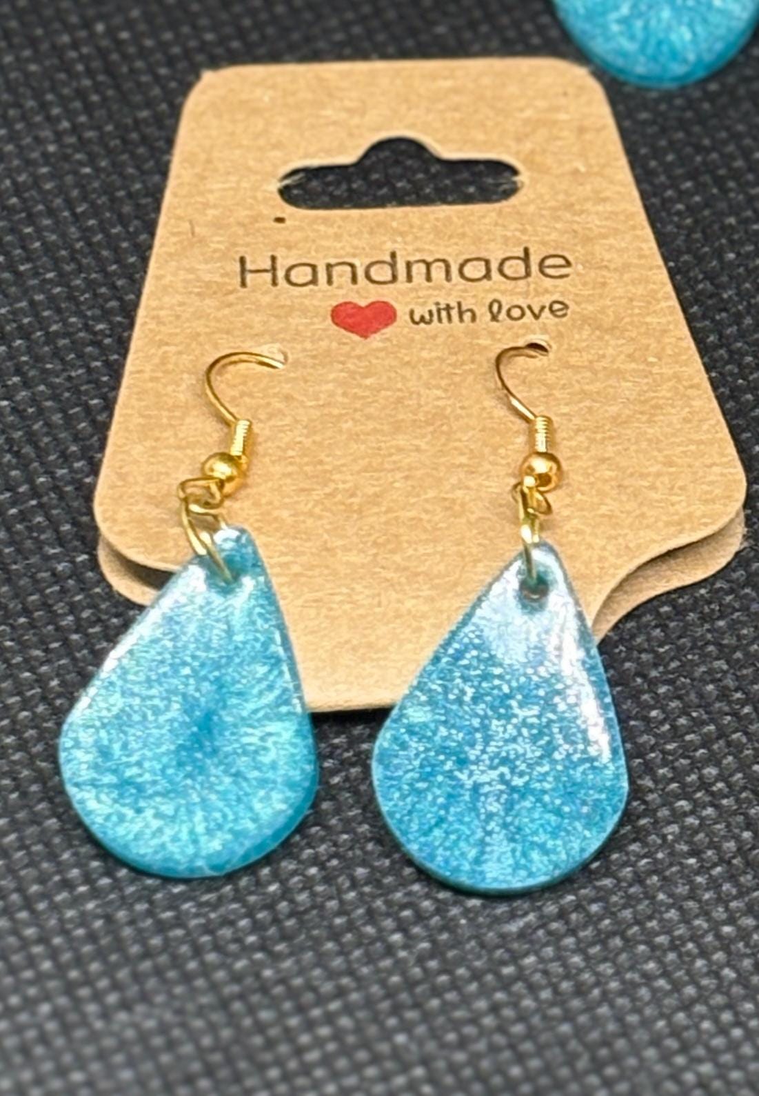 Blue Resin Dangle Earrings | Set of 4 | Gold Hook Fall Jewelry Earrings Consecrated Jewelry Co.