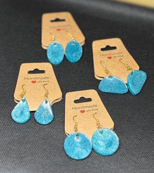 Blue Resin Dangle Earrings | Set of 4 | Gold Hook Fall Jewelry Earrings Consecrated Jewelry Co.