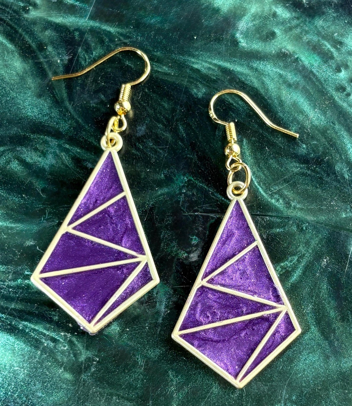 Purple Geometric Earrings Gold Frame | Minimalist Jewelry Earrings Consecrated Jewelry Co.