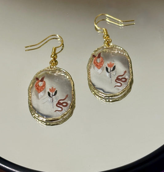 Cowgirl Gold Dangle Earrings: Snake, Bandana and Desert Flower - Western Jewelry Earrings Consecrated Jewelry Co.