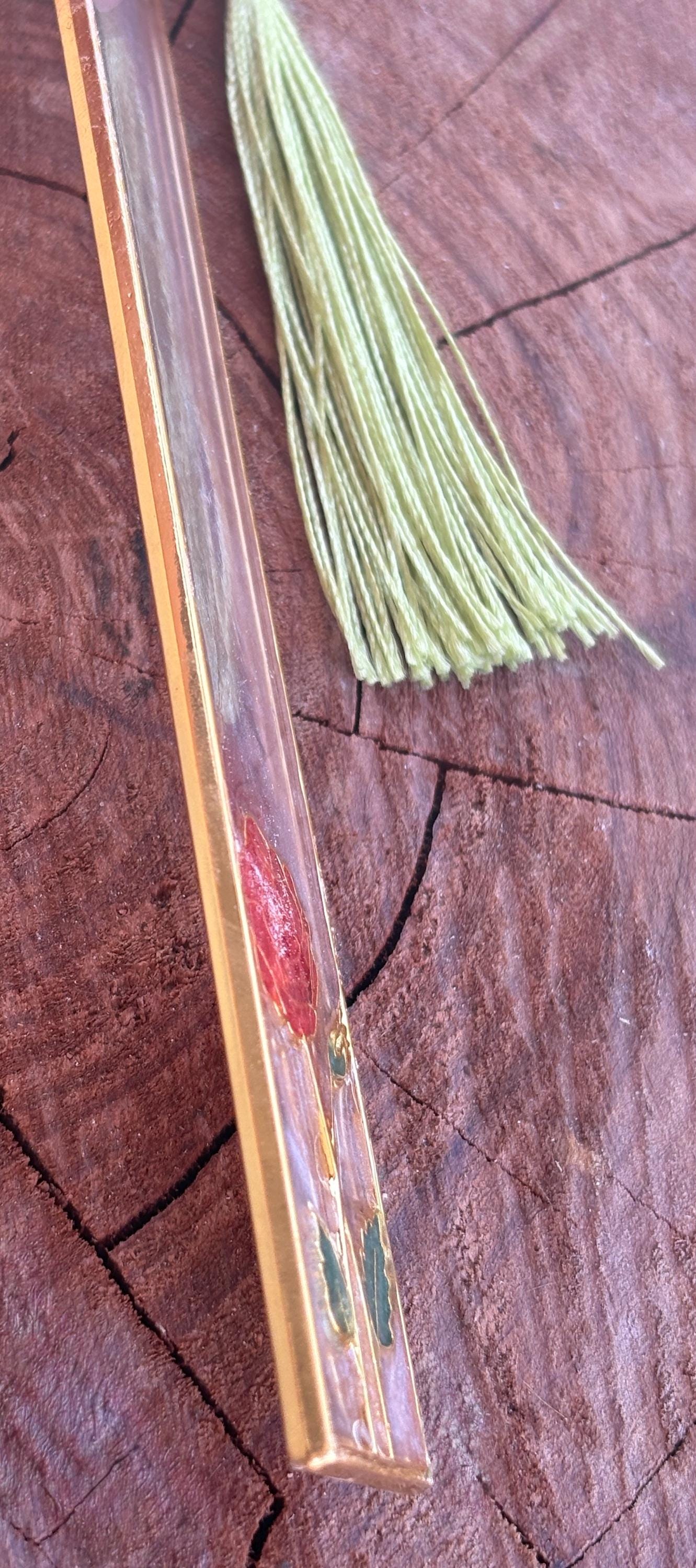 Red Rose Resin Bookmark | Gold Frame with Tassel Bookmarks Consecrated Jewelry Co.
