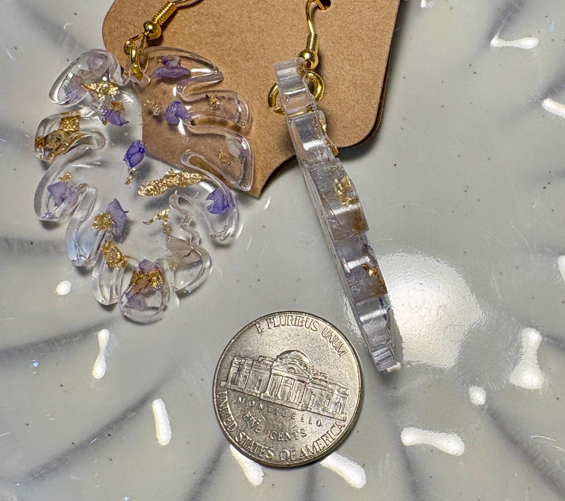 Monstera Leaf Dangle Earrings | Yellow Resin Glitter Shimmer Earrings Consecrated Jewelry Co.