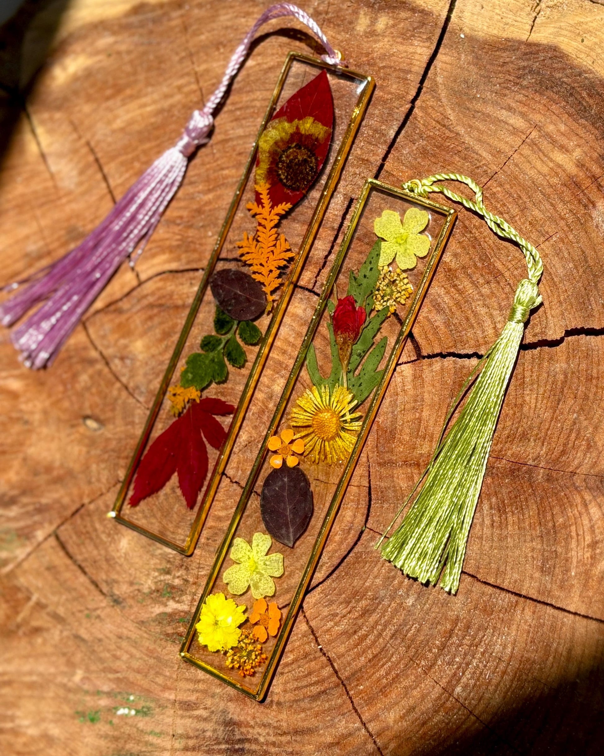 Pressed Flower Bookmark Resin Tassel | Autumn Wildflower Gift Bookmarks Consecrated Jewelry Co.