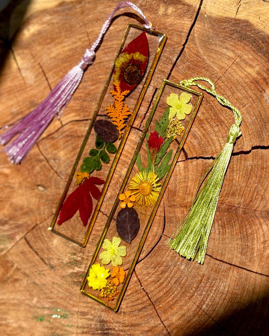 Pressed Flower Bookmark Resin Tassel | Autumn Wildflower Gift Bookmarks Consecrated Jewelry Co.