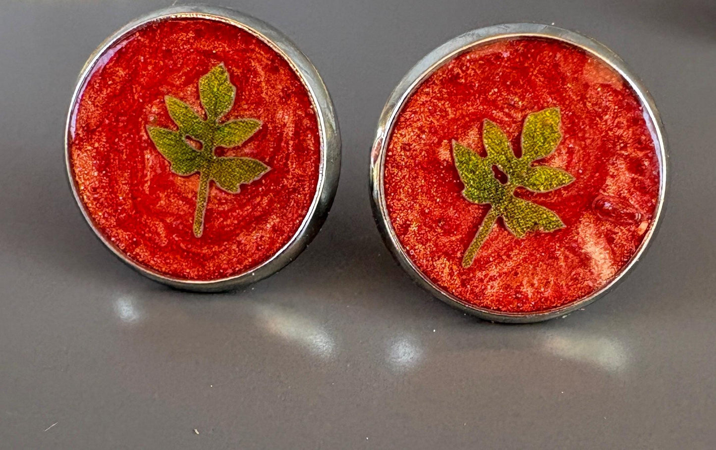 Colorful Fall Leaf Stud Earrings | Red & Blue Autumn Set Earrings Consecrated Jewelry Co.