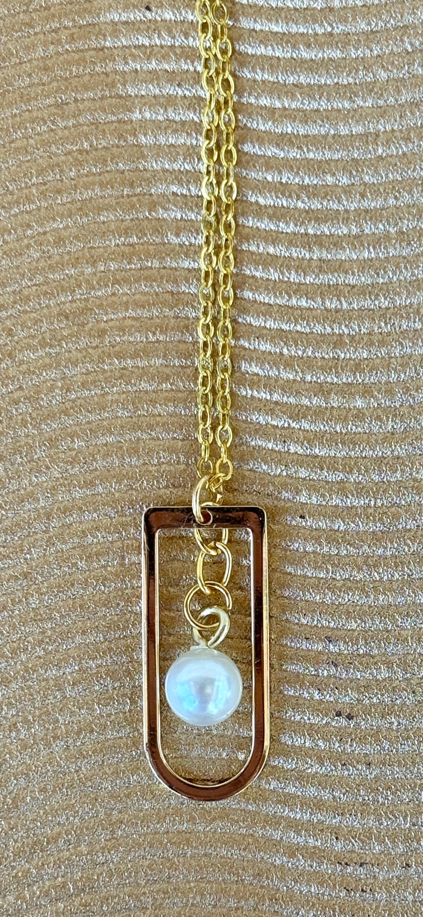 Arched Gold Frame Pearl Pendant Necklace: White Pearl Charm Necklaces Consecrated Jewelry Co.