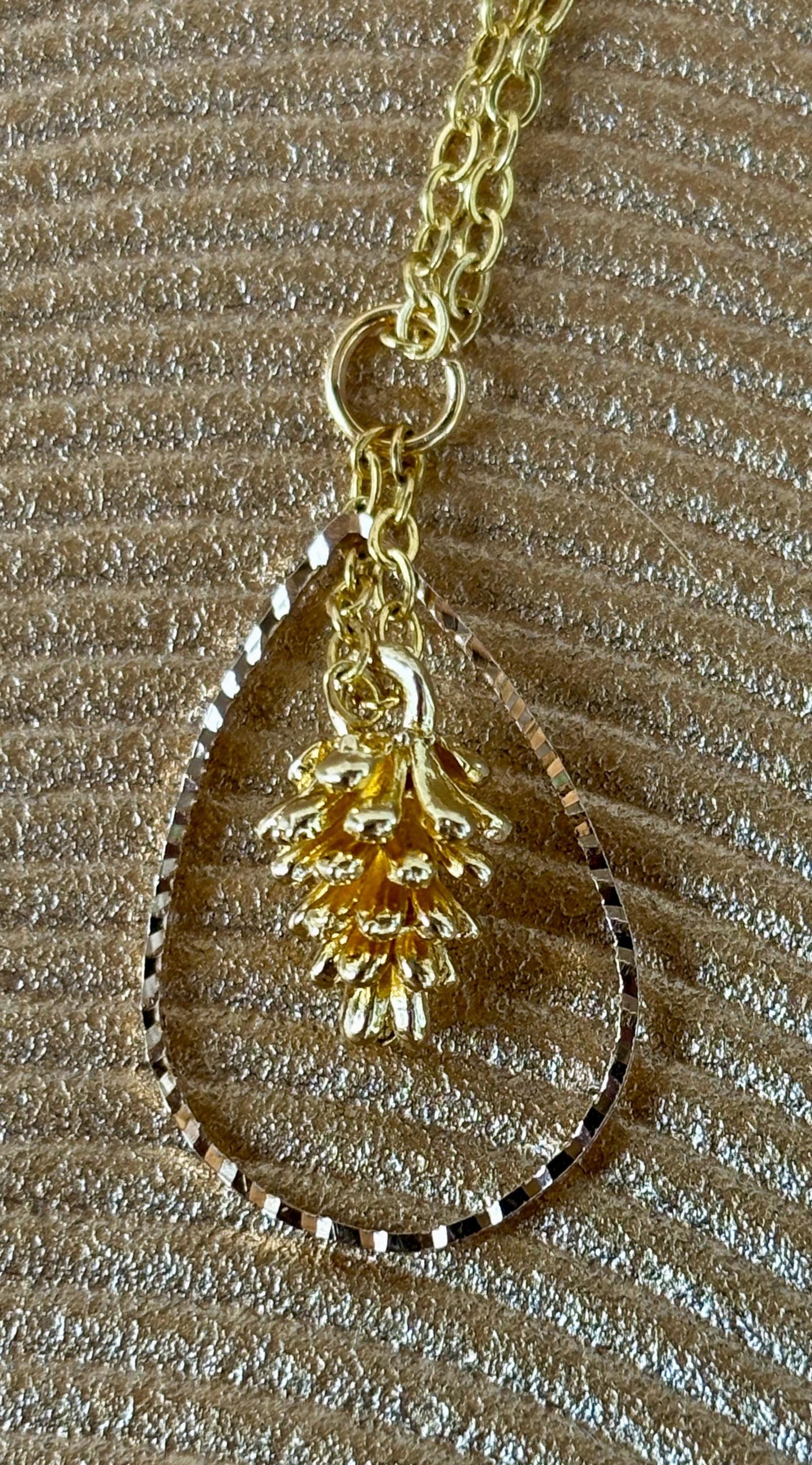 Gold Pinecone Necklace Teardrop Frame | Fall Nature Jewelry Necklaces Consecrated Jewelry Co.