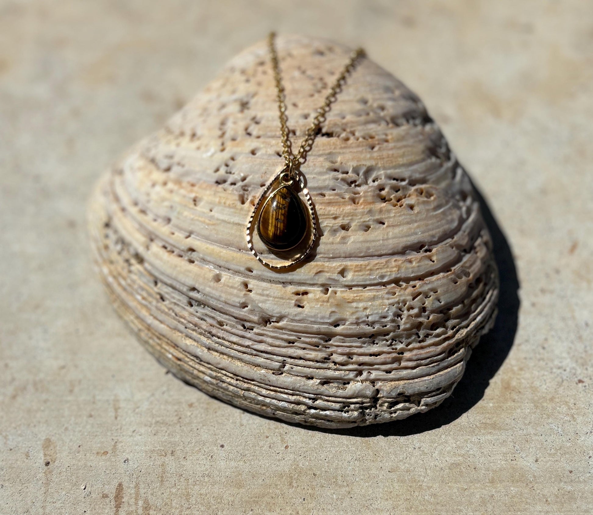 Amber Brown Teardrop Necklace | Gold Frame Boho Pendant Necklaces Consecrated Jewelry Co.