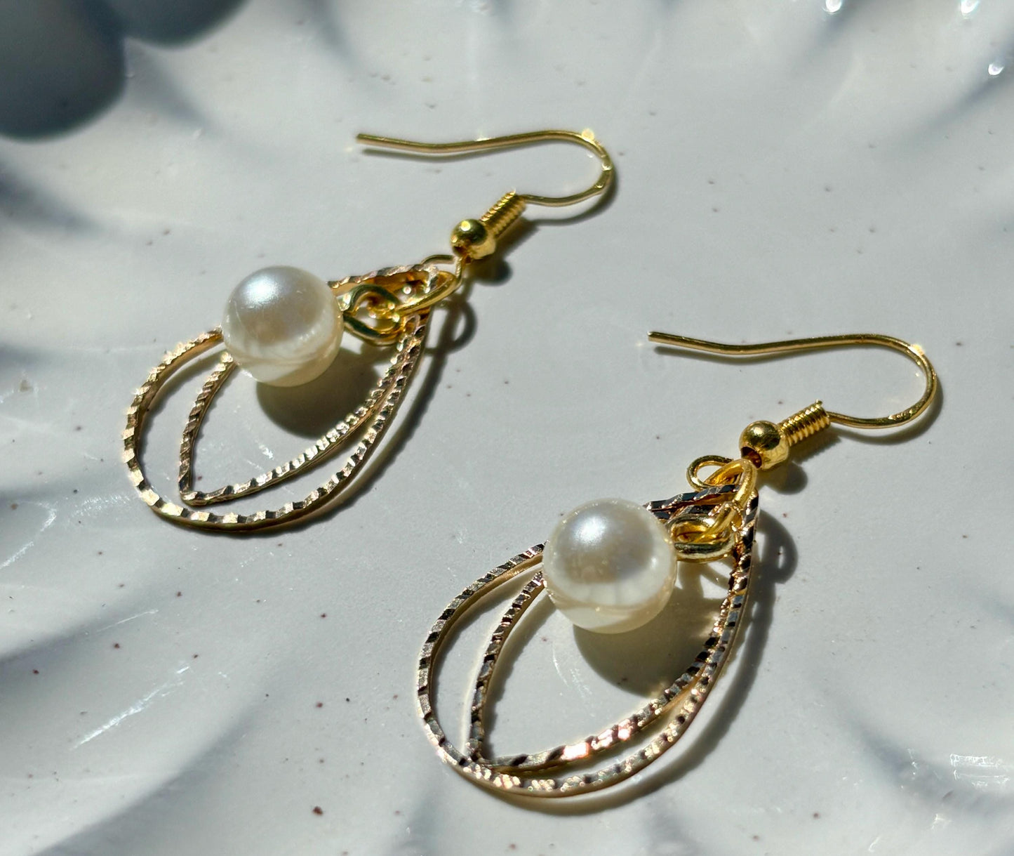 Gold Teardrop Pearl Dangle Earrings | Elegant Gold Jewelry Earrings Consecrated Jewelry Co.