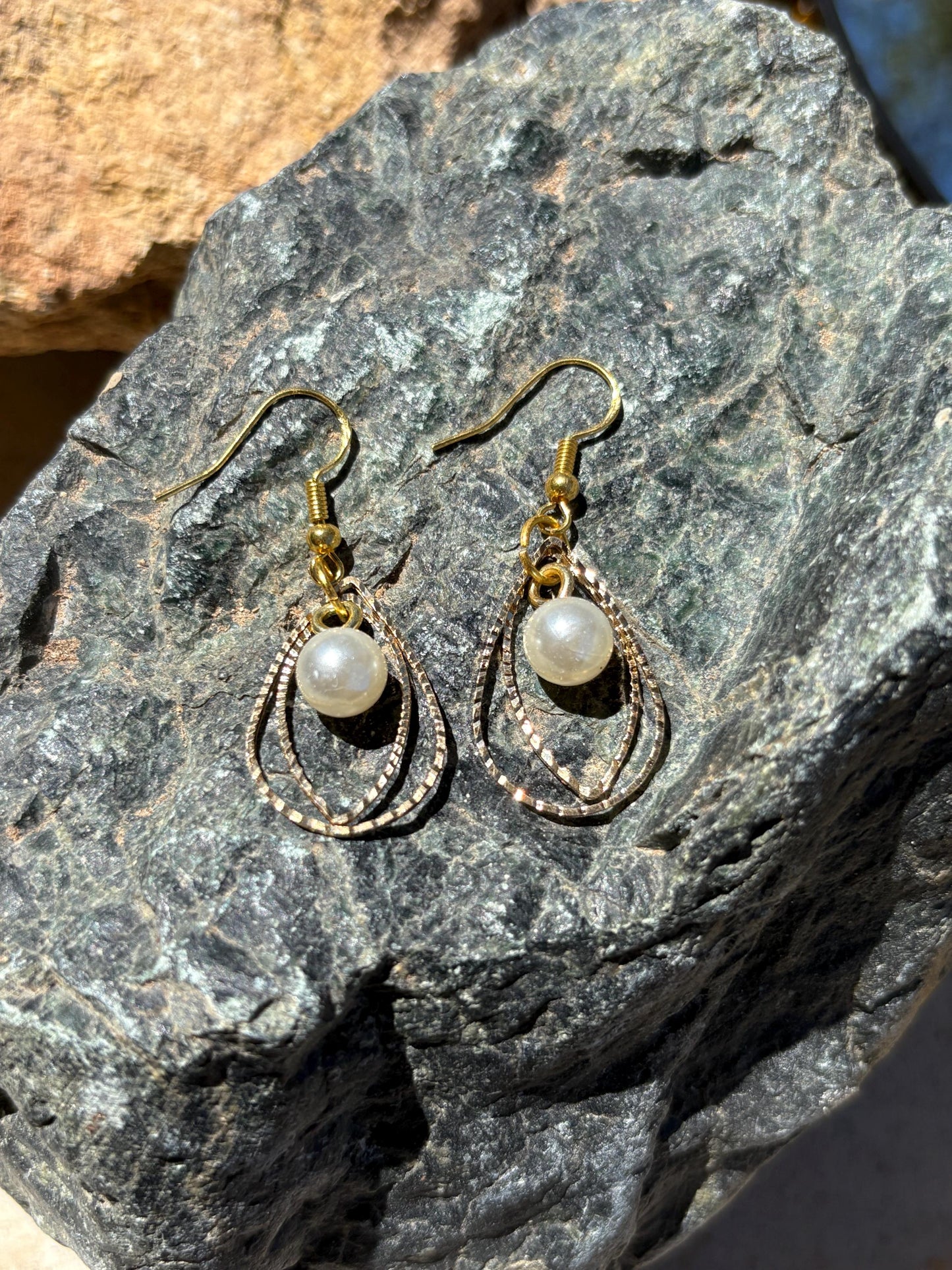 Gold Teardrop Pearl Dangle Earrings | Elegant Gold Jewelry Earrings Consecrated Jewelry Co.