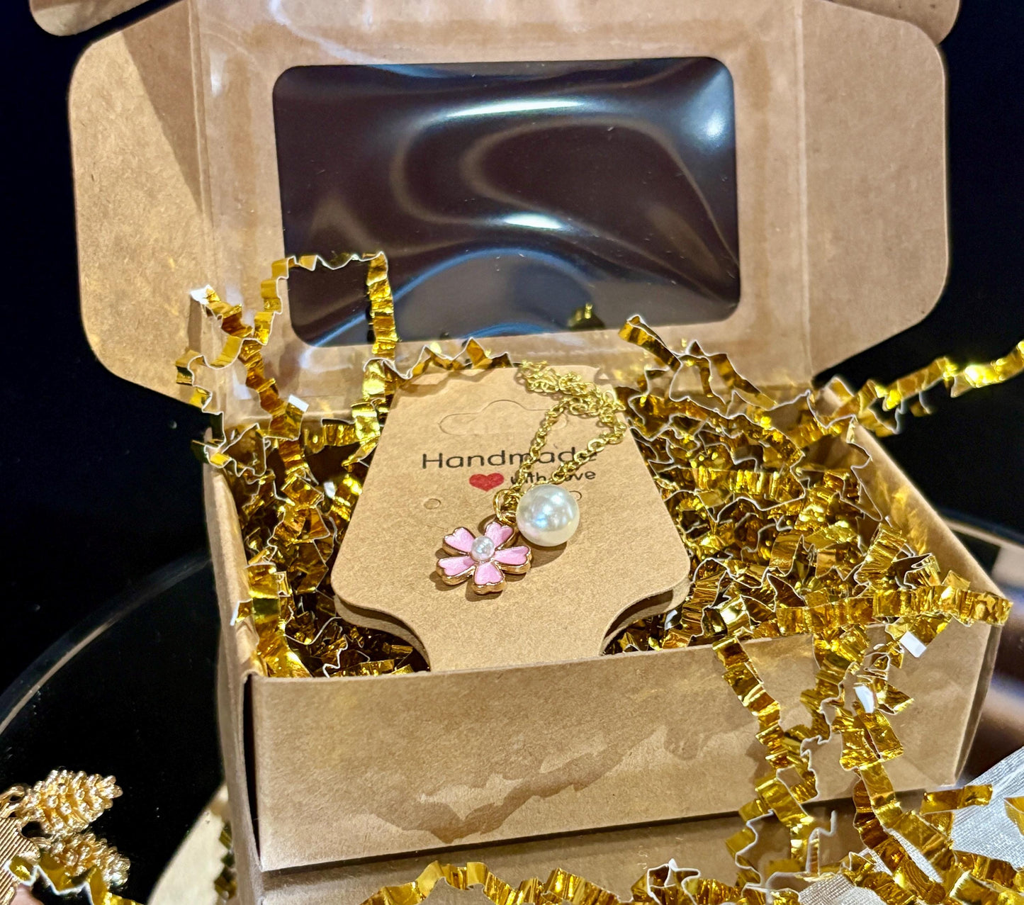 Pink Flower Pearl Gold Necklace | Dainty Floral Charm Necklaces Consecrated Jewelry Co.