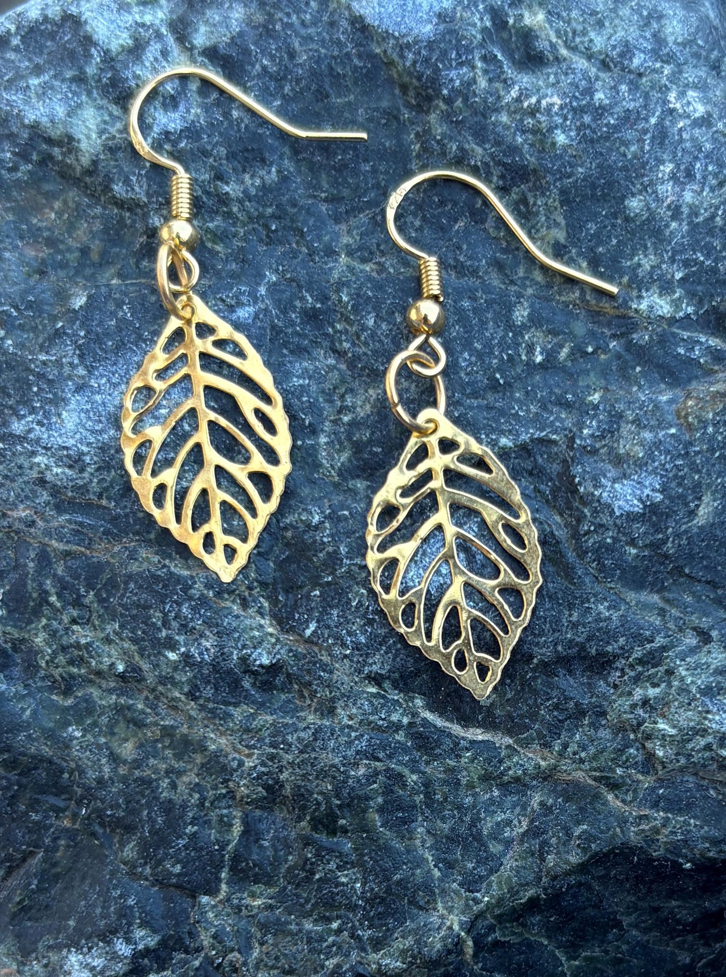 Gold Leaf Dangle Earrings | Metal Cutout Golden Leaves Boho Earrings Consecrated Jewelry Co.