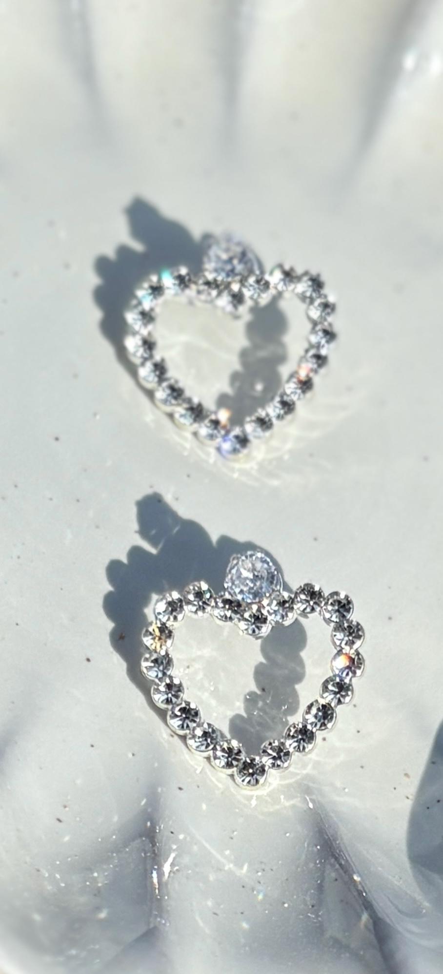 Crystal Heart Stud Earrings | Bedazzled Silver Romantic Dainty Earrings Consecrated Jewelry Co.