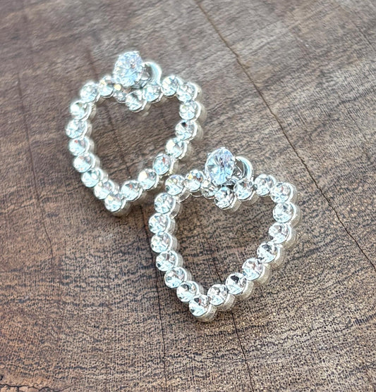 Crystal Heart Stud Earrings | Bedazzled Silver Romantic Dainty Earrings Consecrated Jewelry Co.