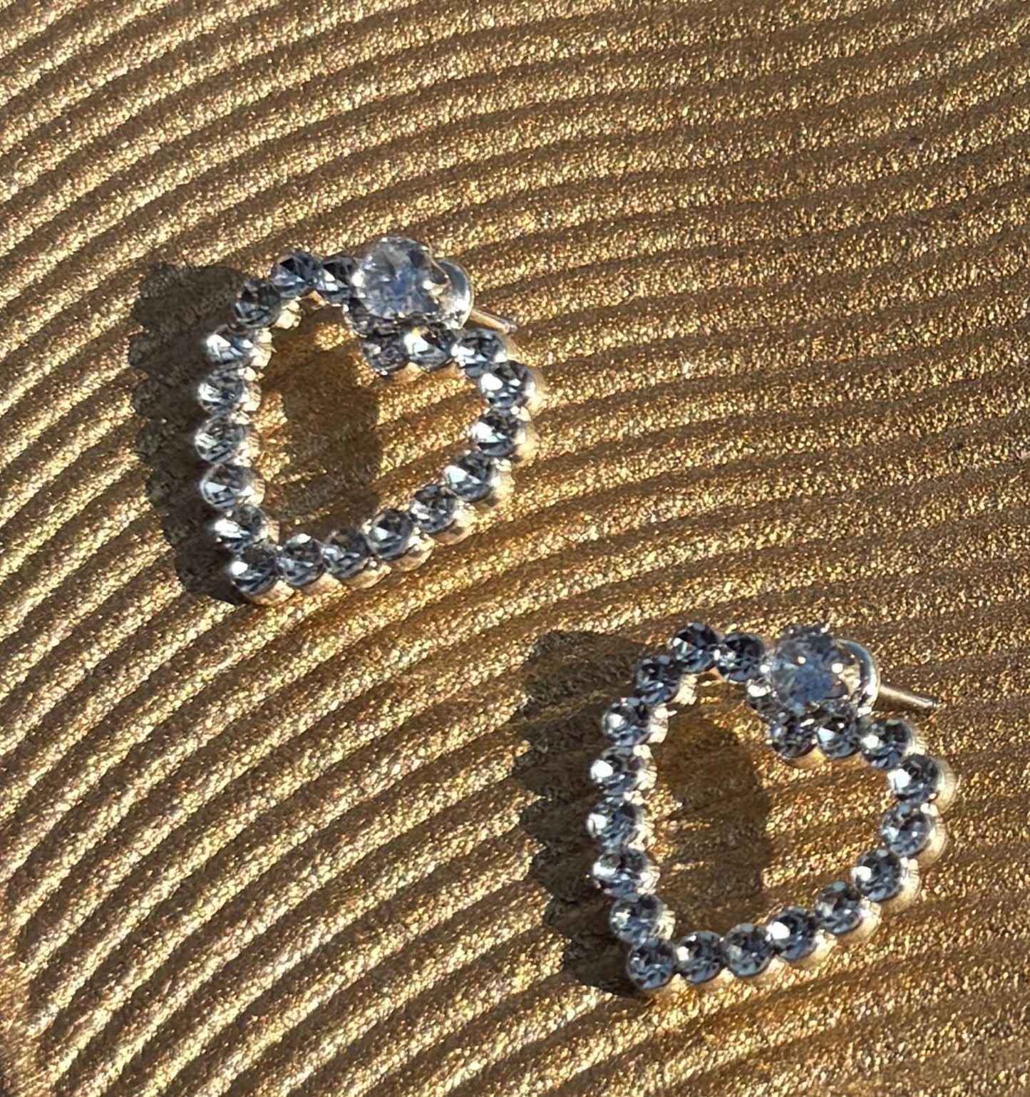 Crystal Heart Stud Earrings | Bedazzled Silver Romantic Dainty Earrings Consecrated Jewelry Co.