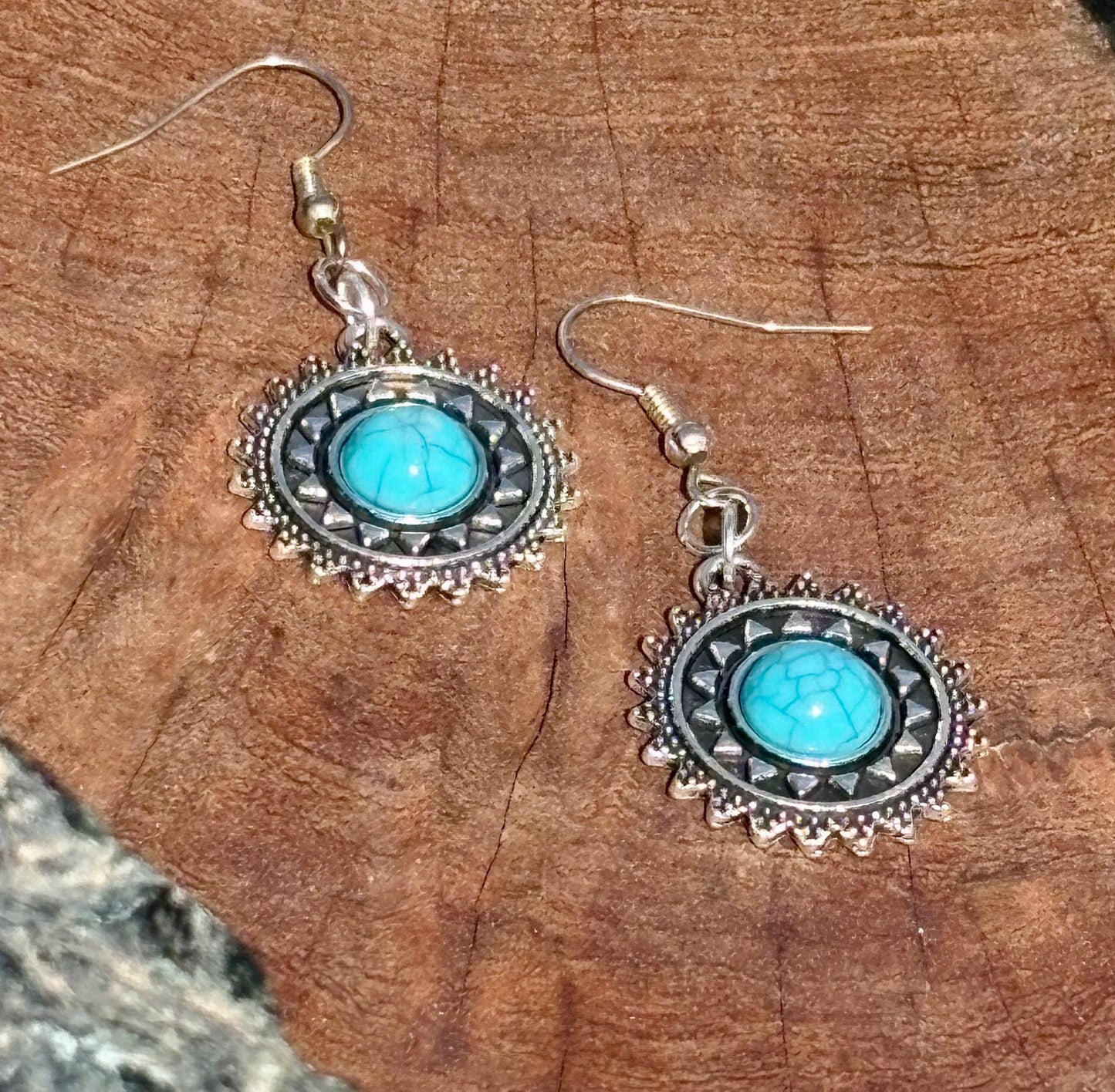 Turquoise Dangle Earrings | Blue & Silver Boho Earrings Consecrated Jewelry Co.