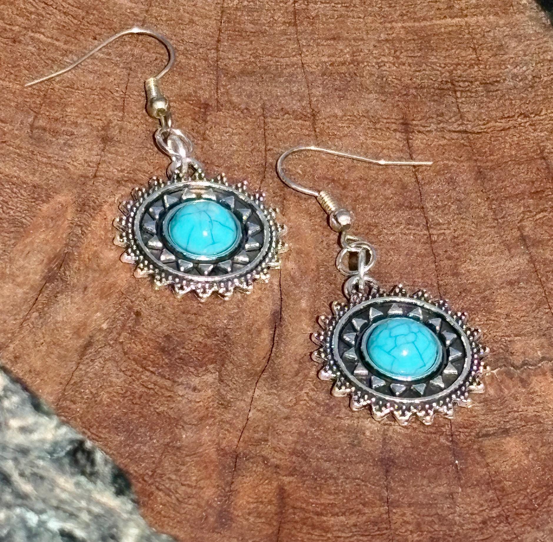 Turquoise Dangle Earrings | Blue & Silver Boho Earrings Consecrated Jewelry Co.