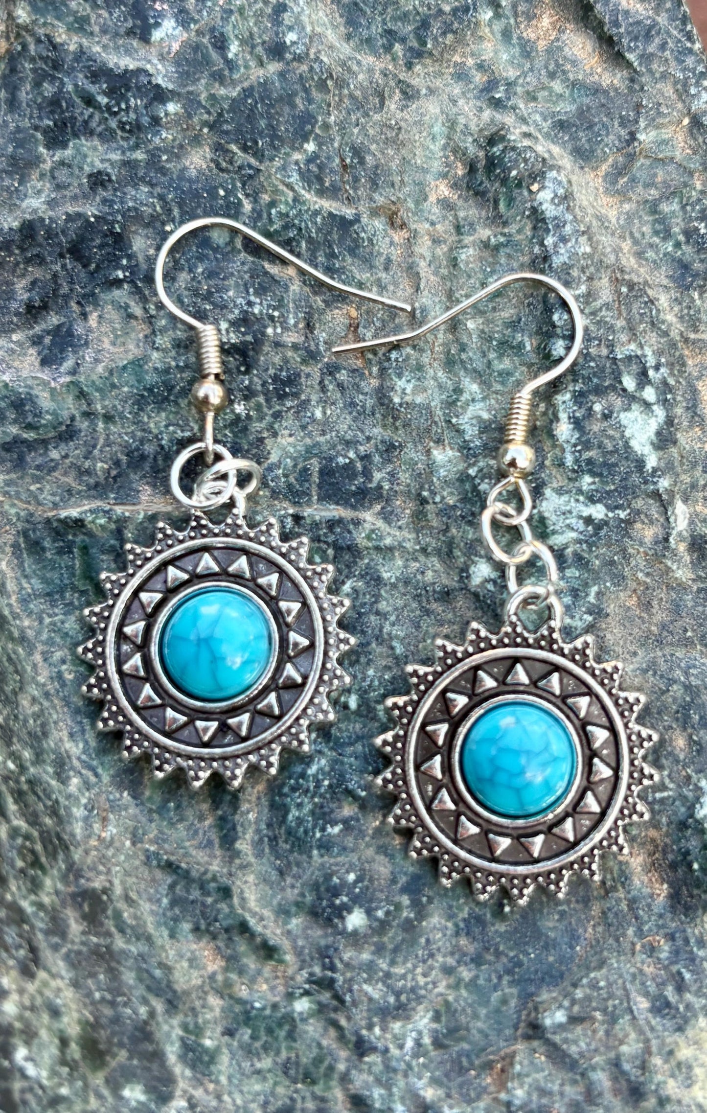 Turquoise Dangle Earrings | Blue & Silver Boho Earrings Consecrated Jewelry Co.