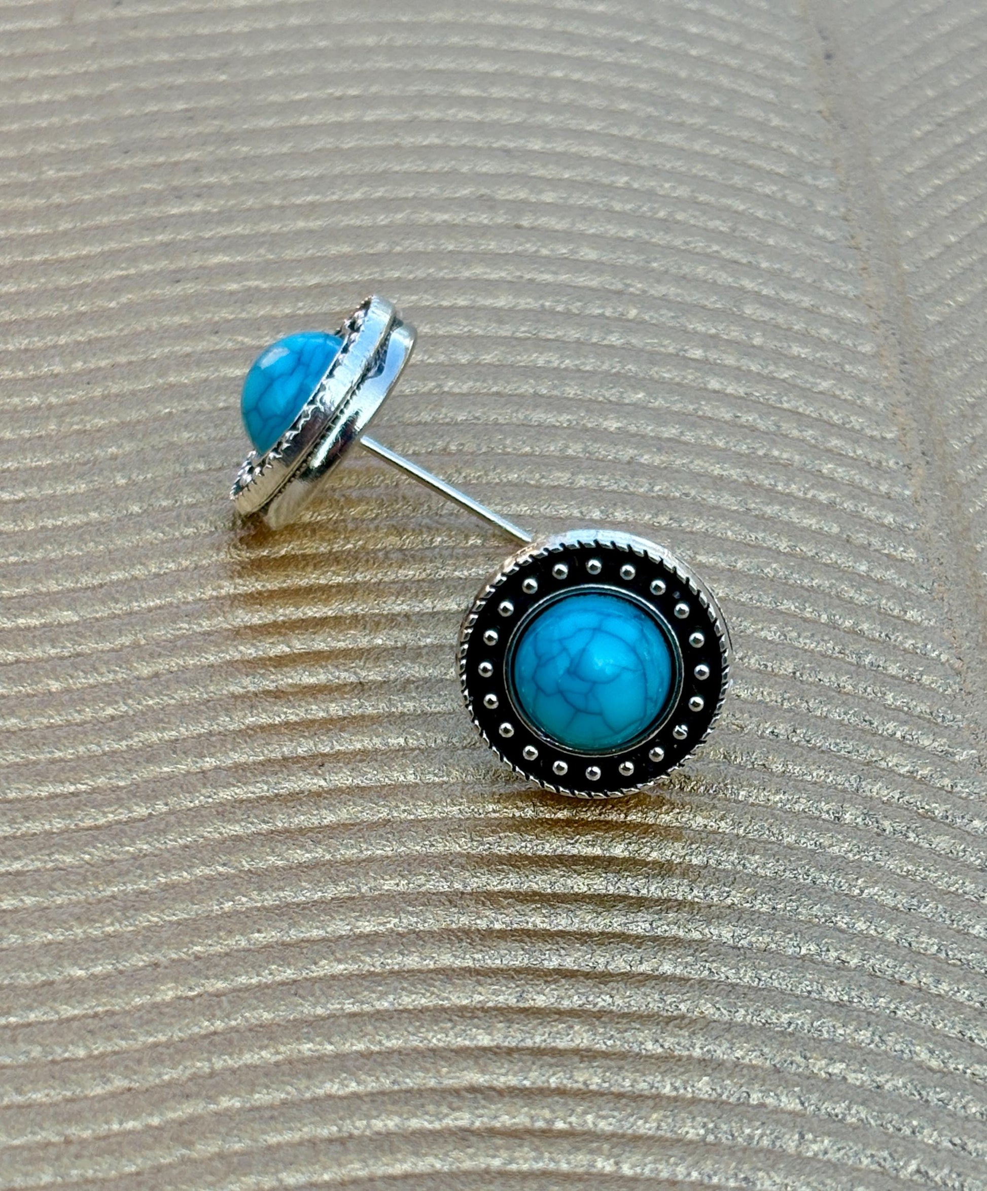 Silver Turquoise Stud Earrings | Beaded Boho Western Earrings Consecrated Jewelry Co.