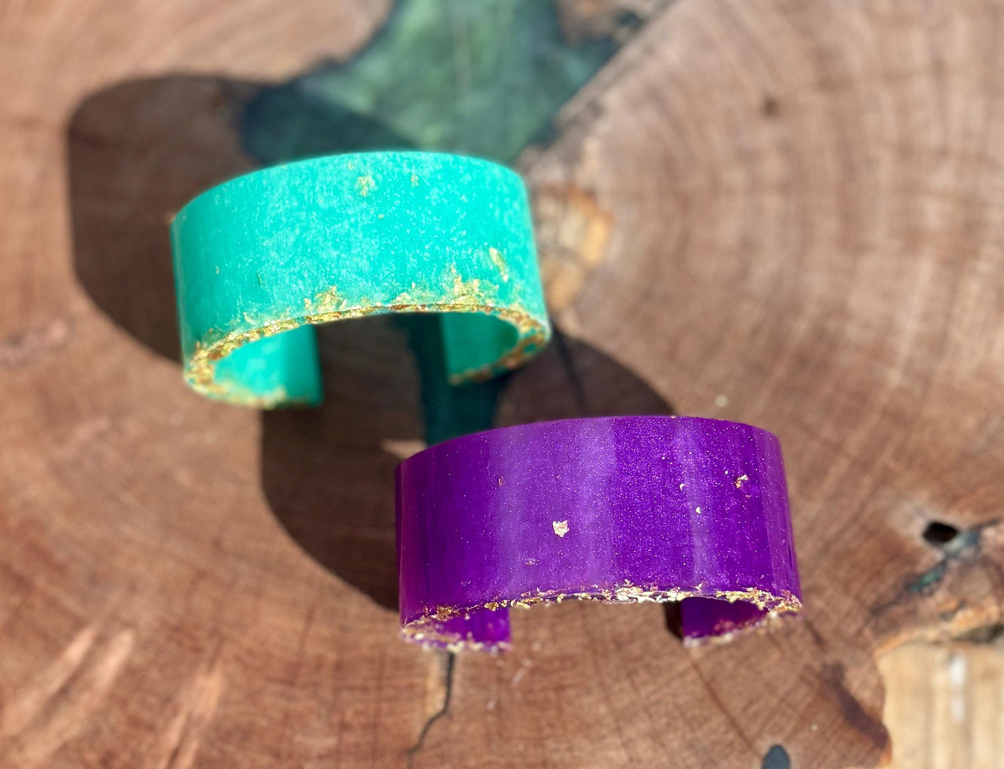 Purple Gold Turquoise Midnight Blue Cuff Bracelets | Colorful Set Bracelets Consecrated Jewelry Co.