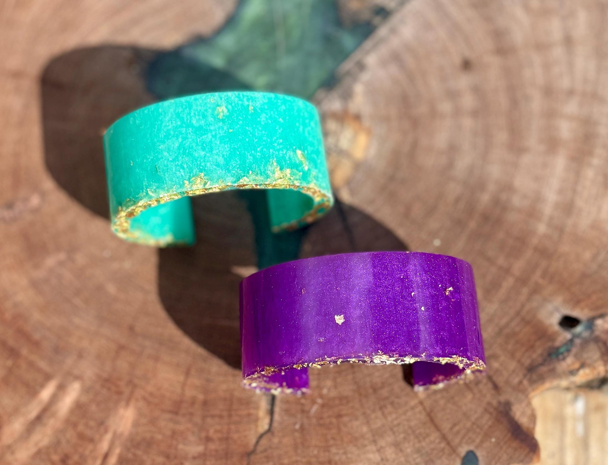 Purple Gold Turquoise Midnight Blue Cuff Bracelets | Colorful Set Bracelets Consecrated Jewelry Co.