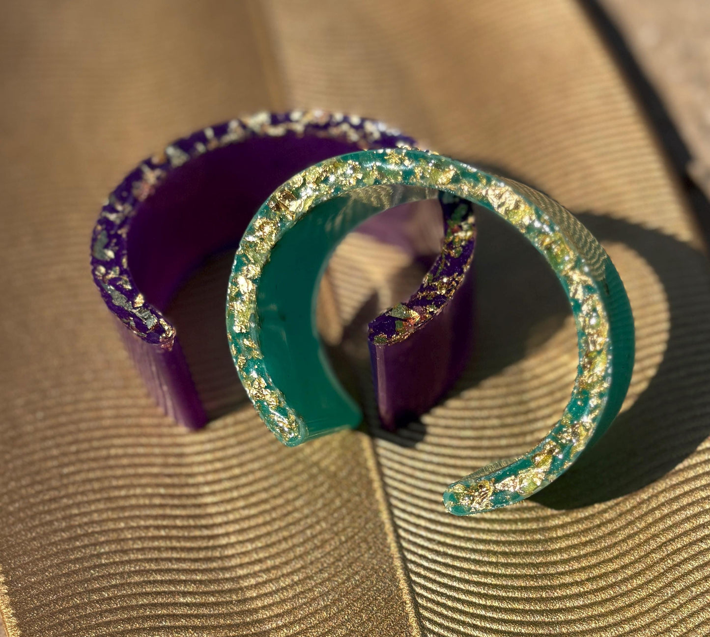 Purple Gold Turquoise Midnight Blue Cuff Bracelets | Colorful Set Bracelets Consecrated Jewelry Co.