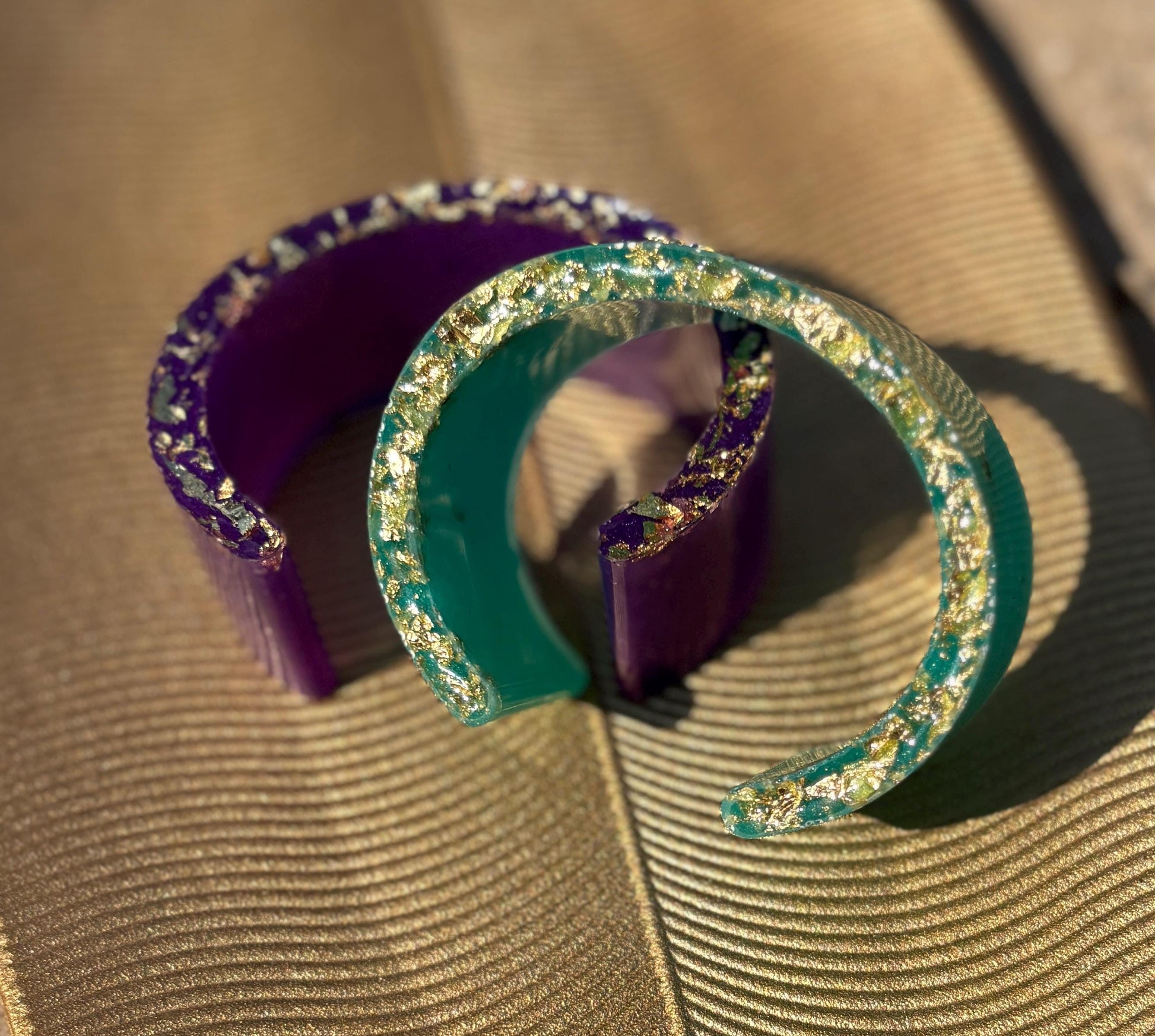 Purple Gold Turquoise Midnight Blue Cuff Bracelets | Colorful Set Bracelets Consecrated Jewelry Co.