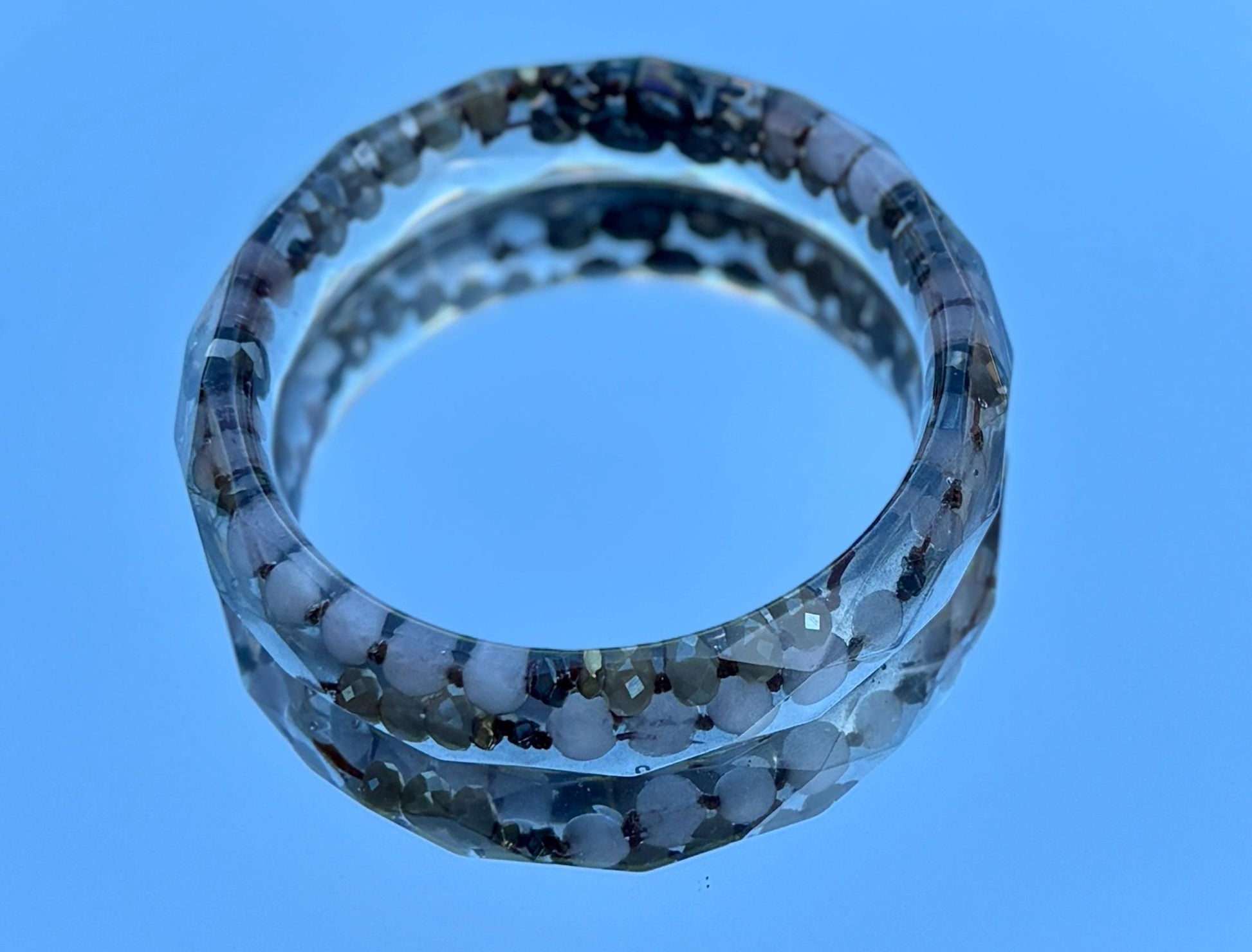 Geometric Resin Bangle Bracelet | Handmade Beaded Rope Accents Bracelets Consecrated Jewelry Co.