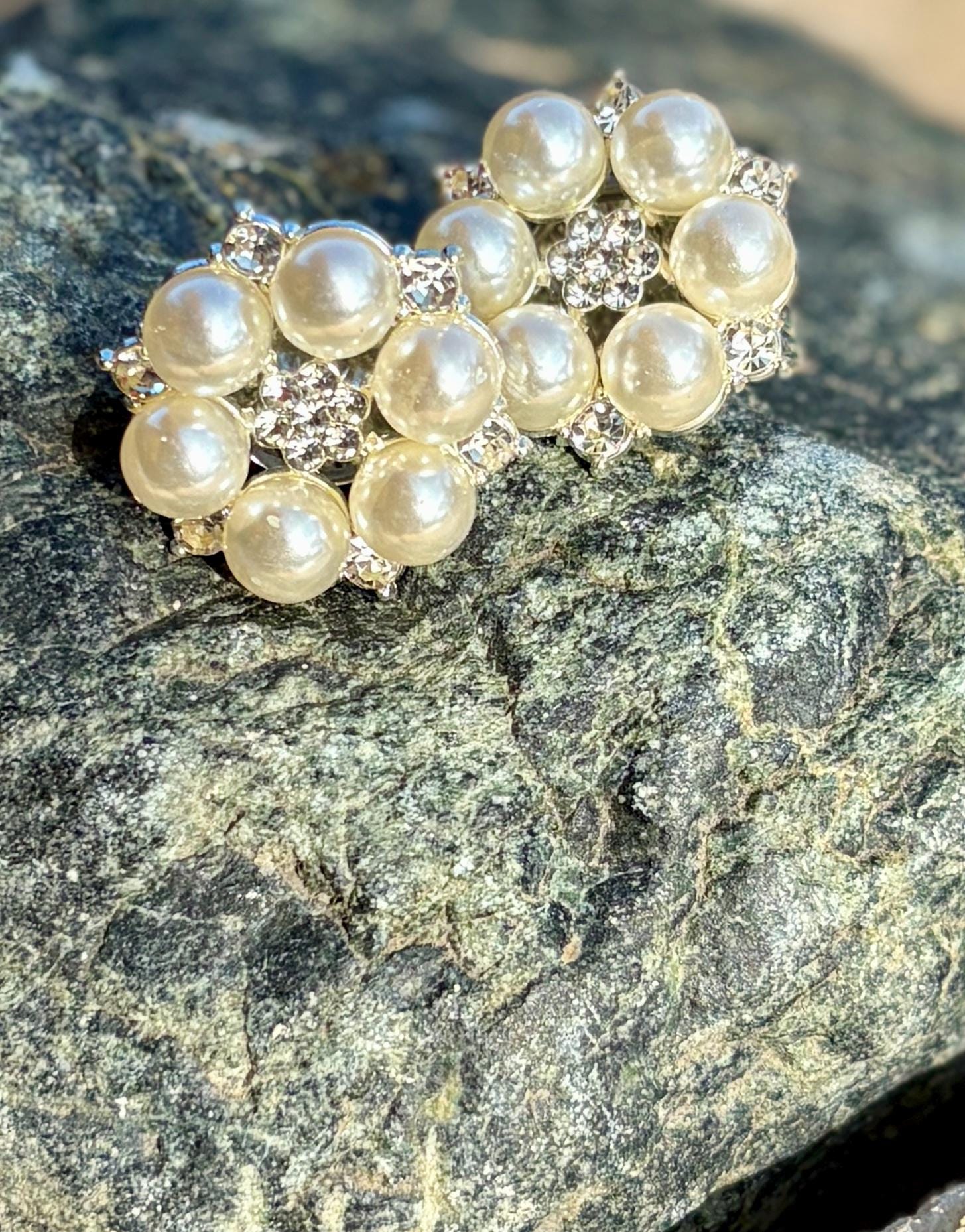Pearl Flower Stud Earrings | Rhinestone Crystal White Wedding Earrings Consecrated Jewelry Co.