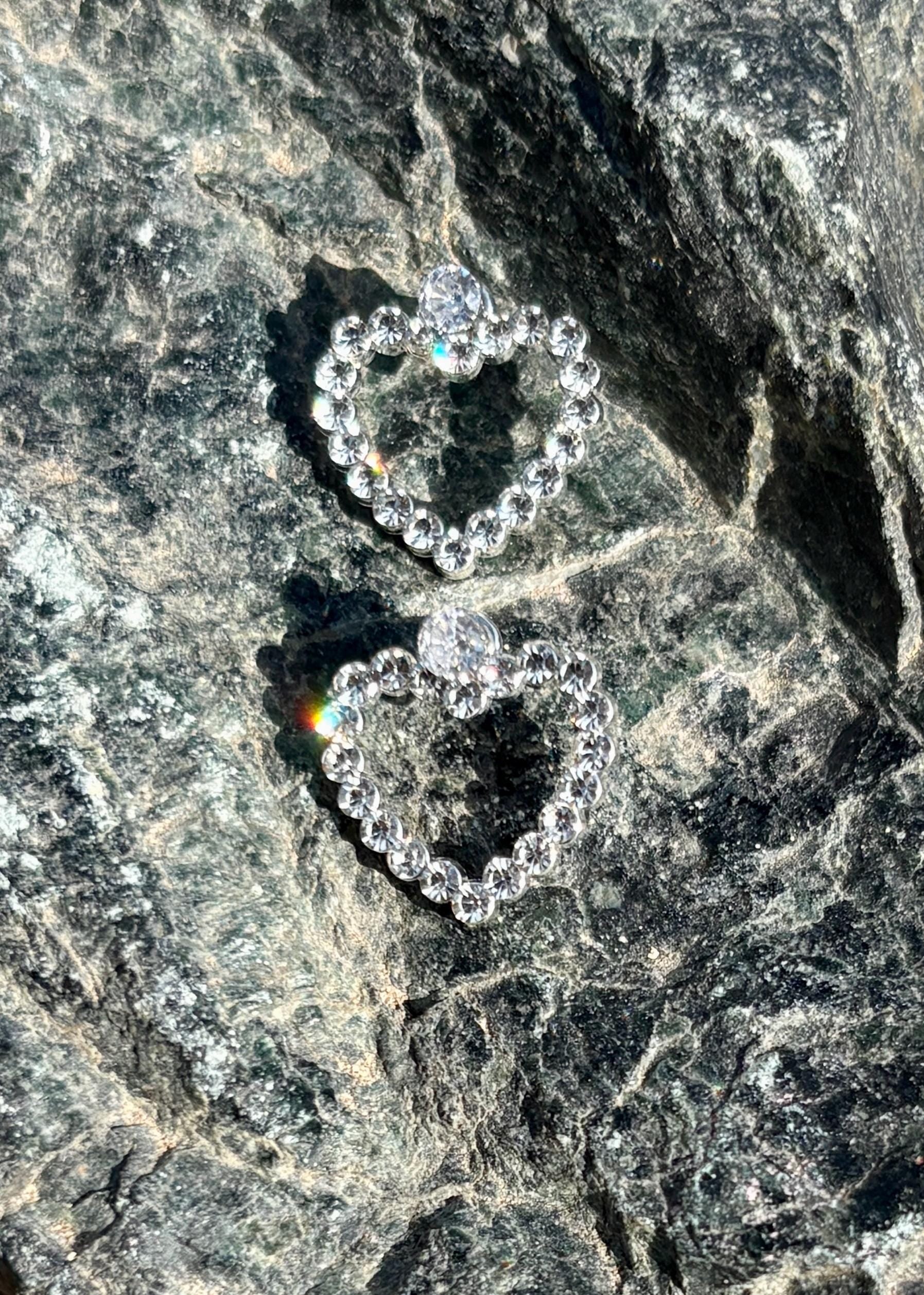 Crystal Heart Stud Earrings | Bedazzled Silver Romantic Dainty Earrings Consecrated Jewelry Co.
