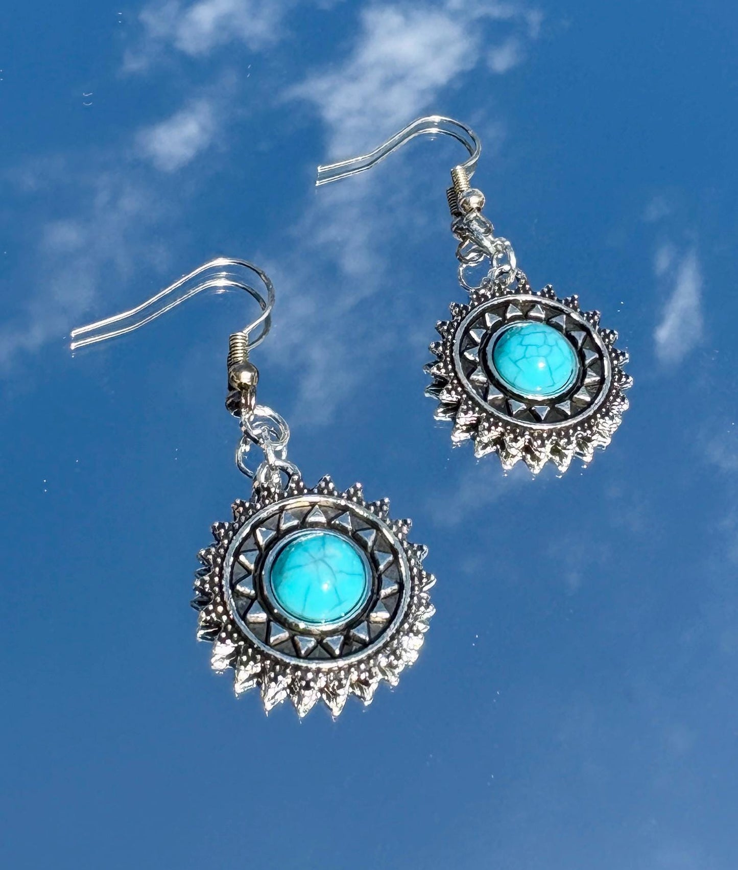 Turquoise Dangle Earrings | Blue & Silver Boho Earrings Consecrated Jewelry Co.