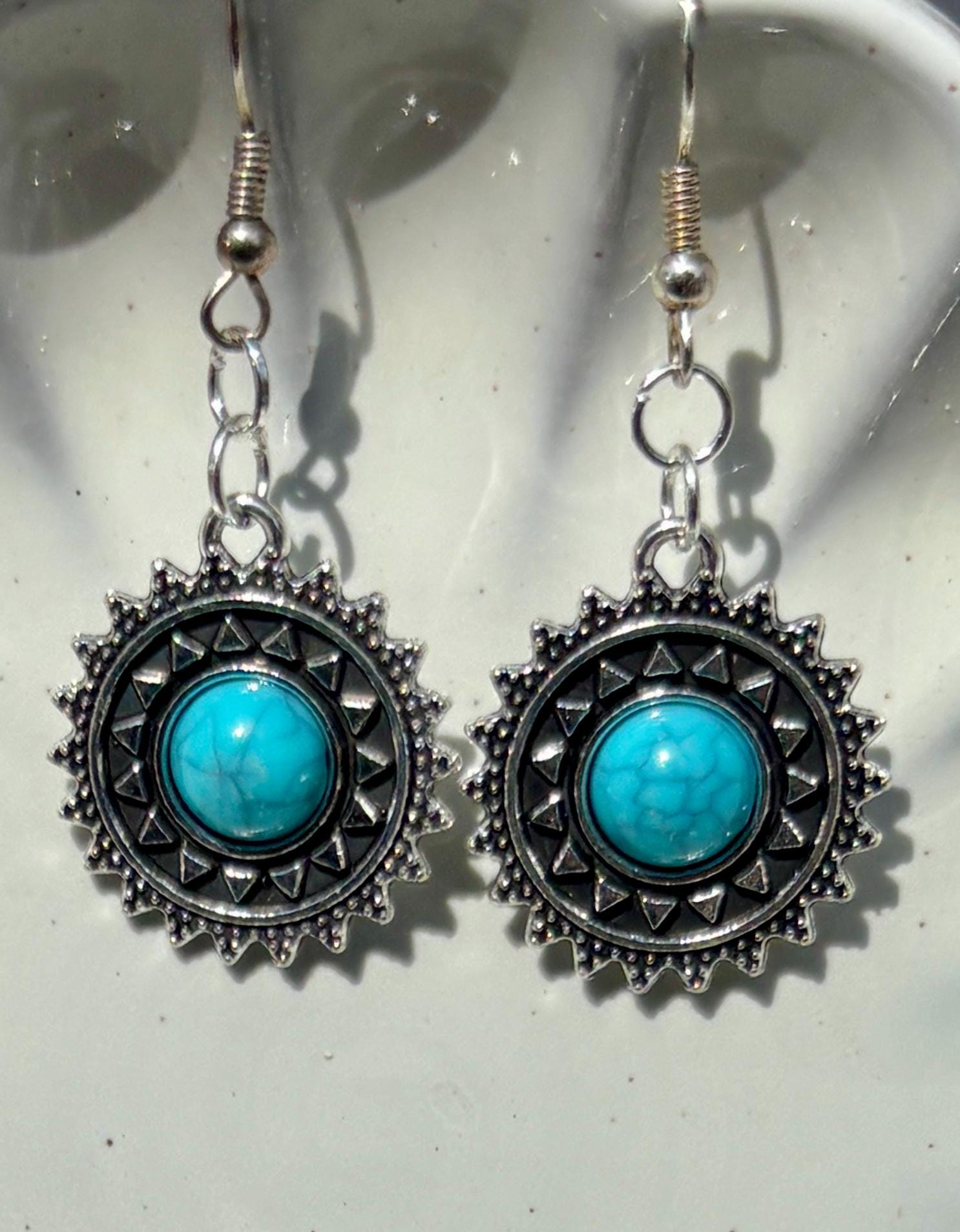 Turquoise Dangle Earrings | Blue & Silver Boho Earrings Consecrated Jewelry Co.