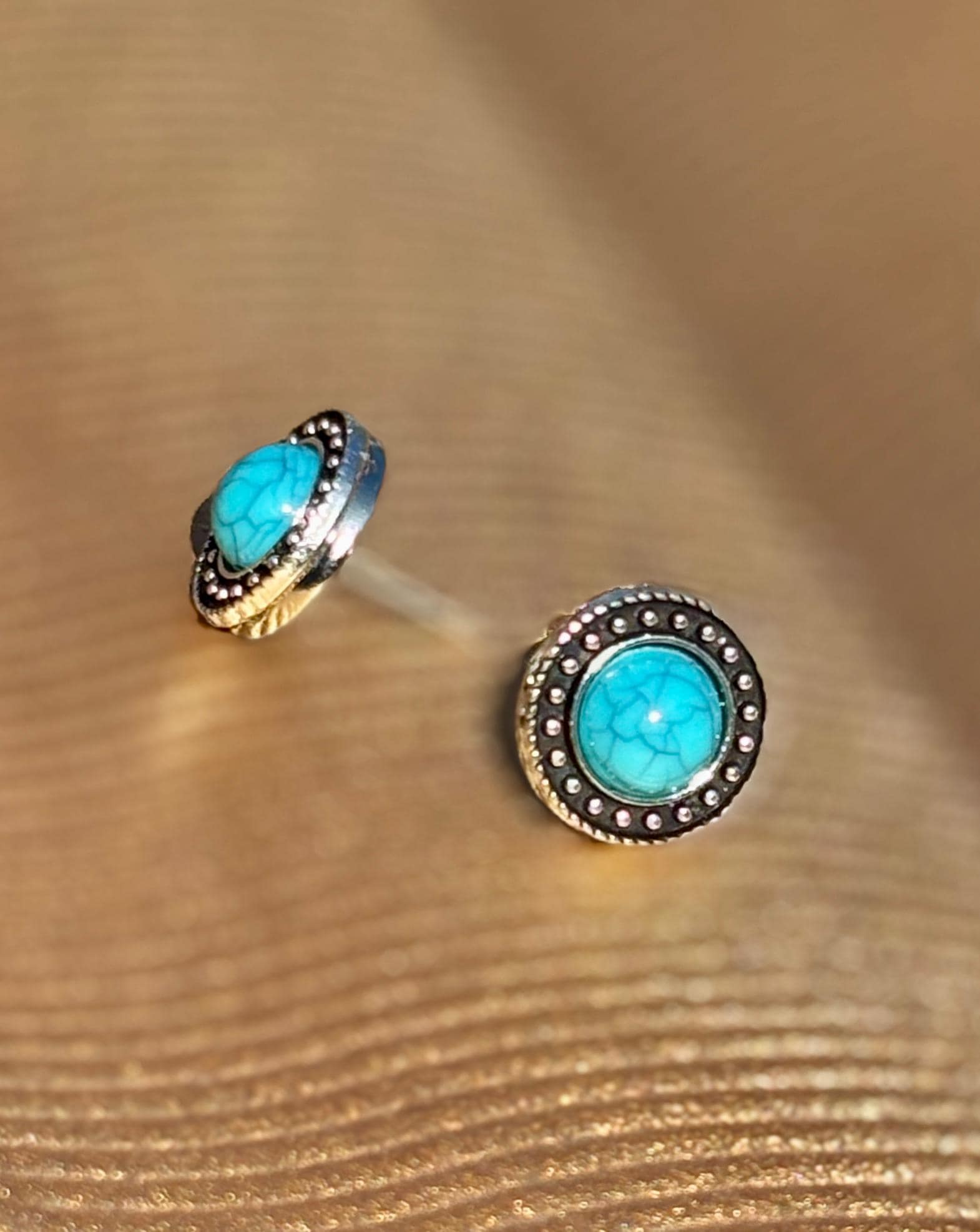 Silver Turquoise Stud Earrings | Beaded Boho Western Earrings Consecrated Jewelry Co.