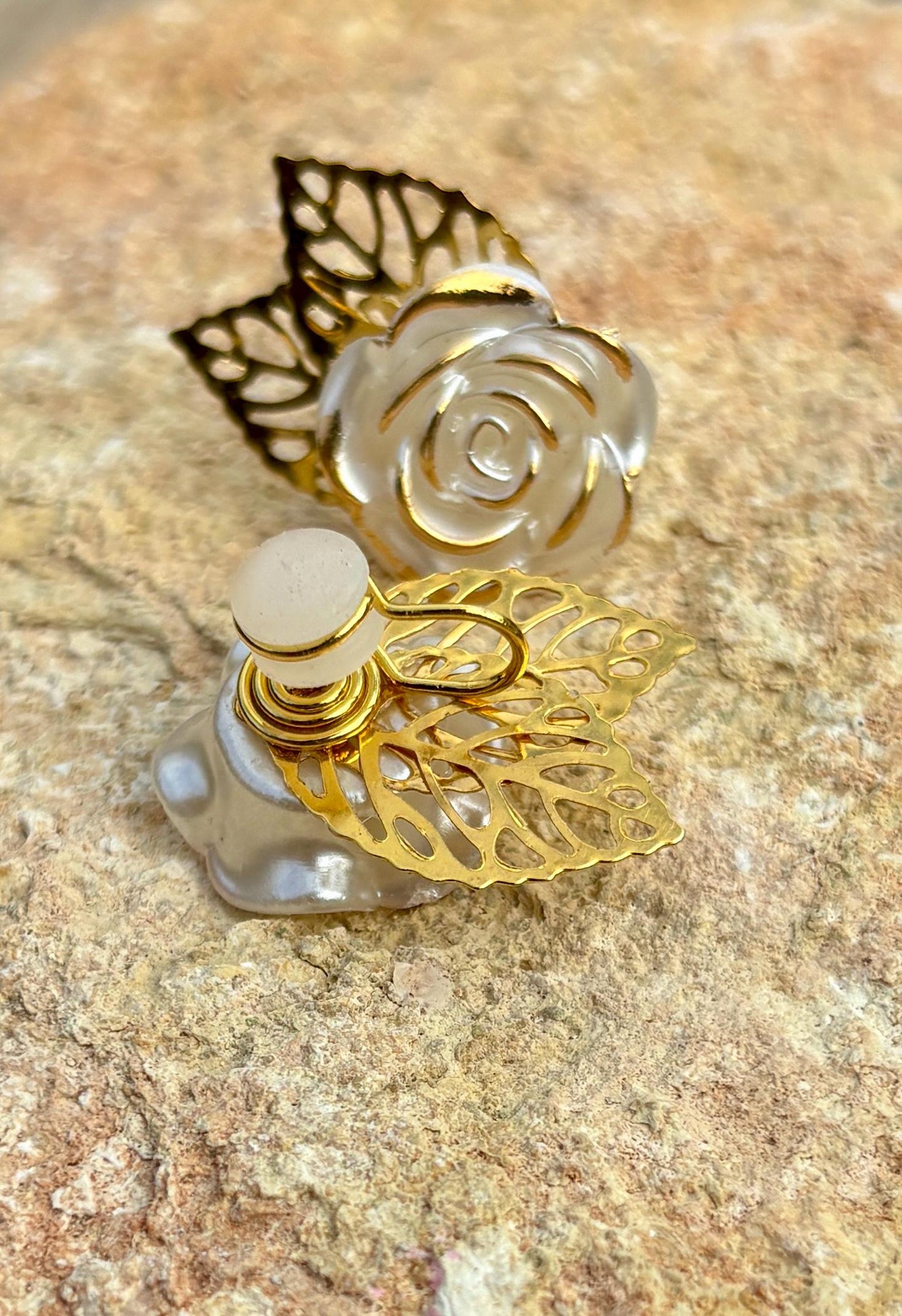 Gold Leaf & White Flower Clip-On Earrings | Boho Chic Stud Earrings Consecrated Jewelry Co.