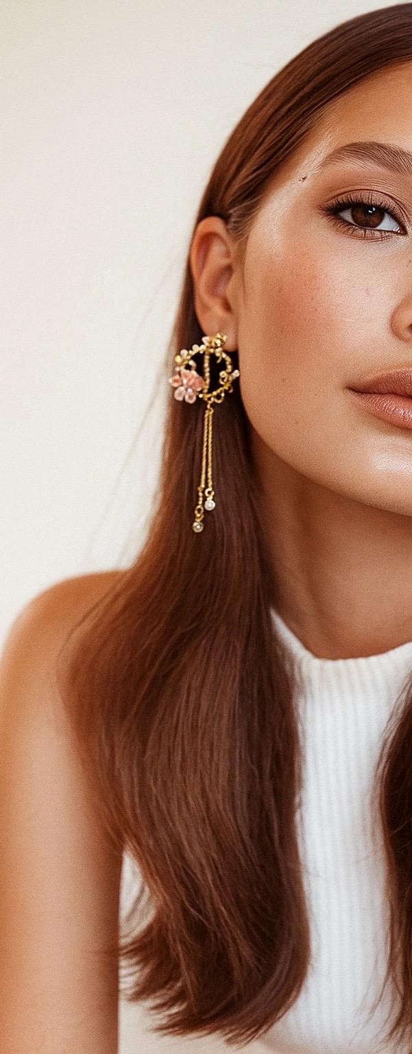 Gold Bee Flower Dangle Earrings | Crystal Garden Insect Earrings Consecrated Jewelry Co.