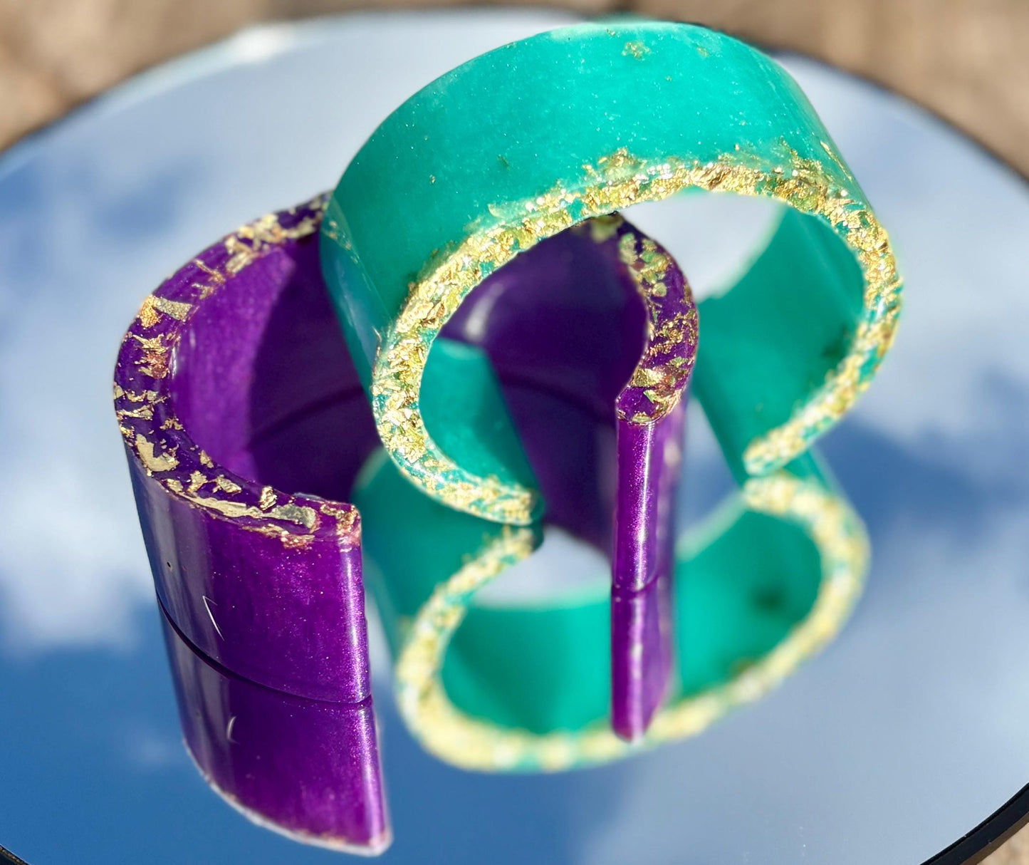 Purple Gold Turquoise Midnight Blue Cuff Bracelets | Colorful Set Bracelets Consecrated Jewelry Co.