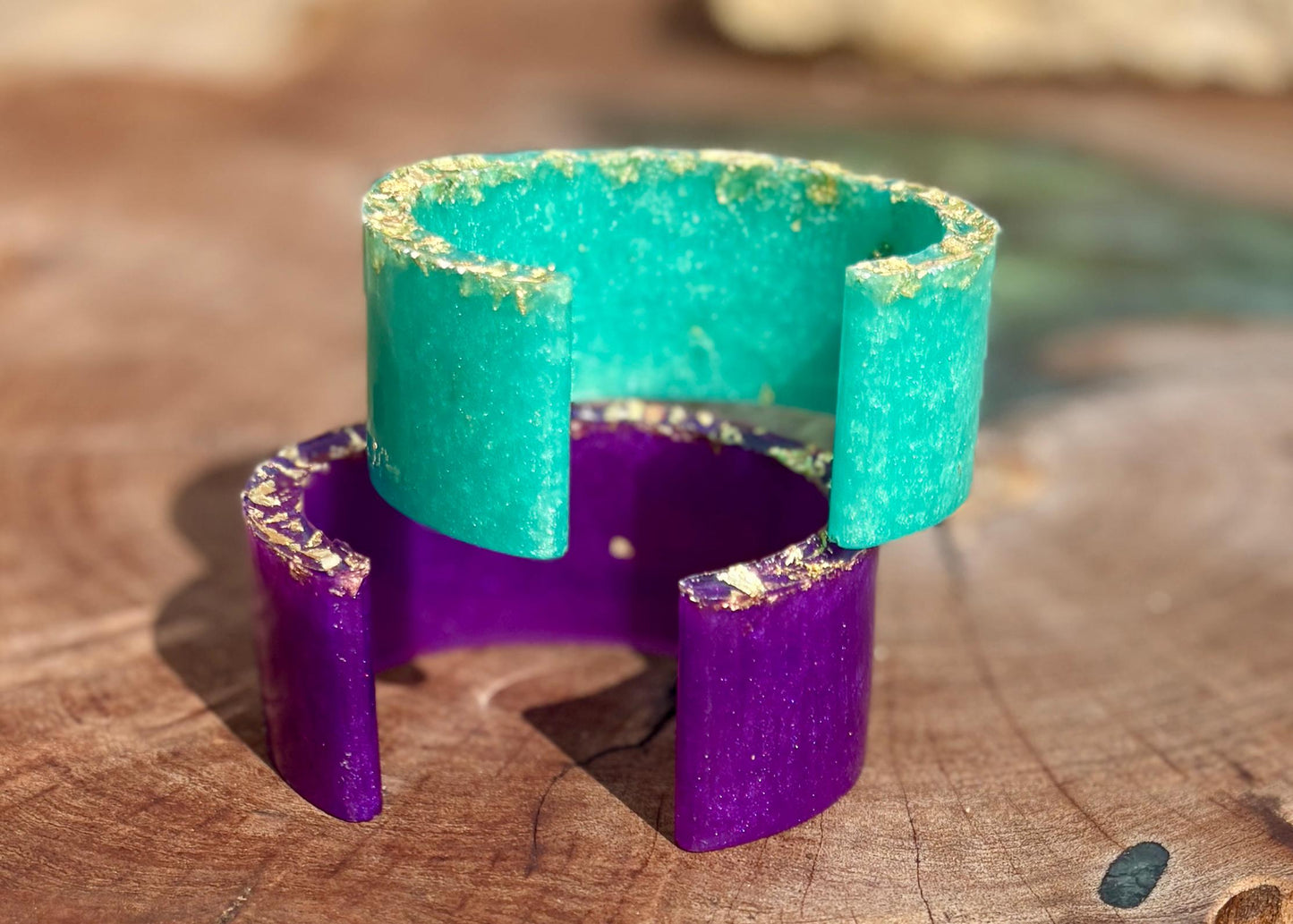 Purple Gold Turquoise Midnight Blue Cuff Bracelets | Colorful Set Bracelets Consecrated Jewelry Co.