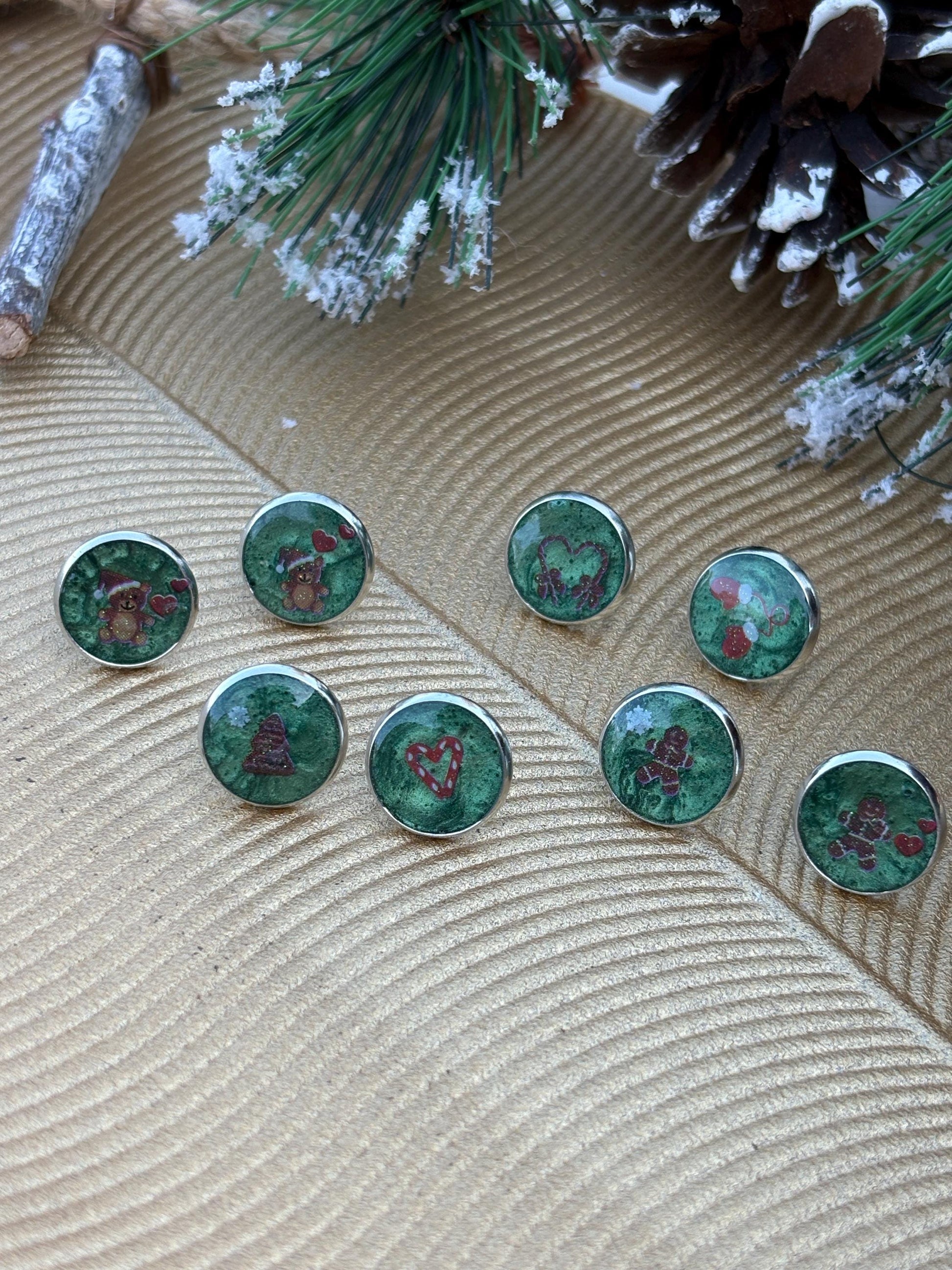 Christmas Holiday Stud Earrings | 4 Pairs | Red Green Brown White Earrings Consecrated Jewelry Co.